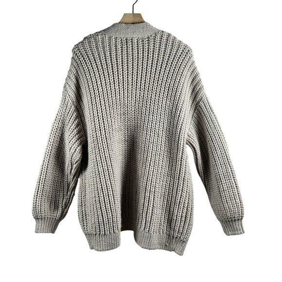 H&M- Woman' s Beige Chunky Knit Oversize Cardigan Sweater Size-XL - Picture 3 of 5